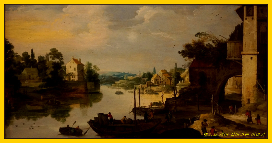 View of a Village On a River/ ﻿MAESTRO DEL MONOGRAMA 'IDM'