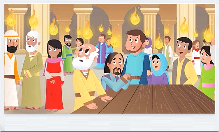 오순절/성령강림절 주일학교 설교 그림 자료 - 성령께서 임하시는 장면