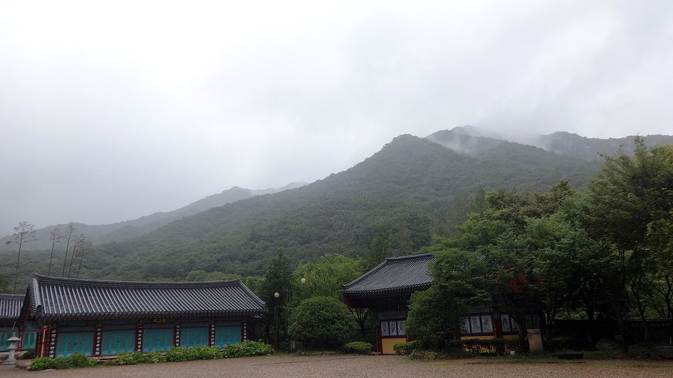 양산 신흥사에서 비오는날의 수채화 
